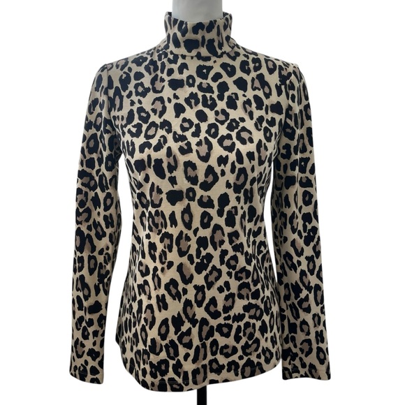 kate spade Tops - Kate Spade Black and Tan Animal Print Turtleneck